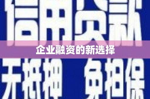 当阳企业融资的新选择
